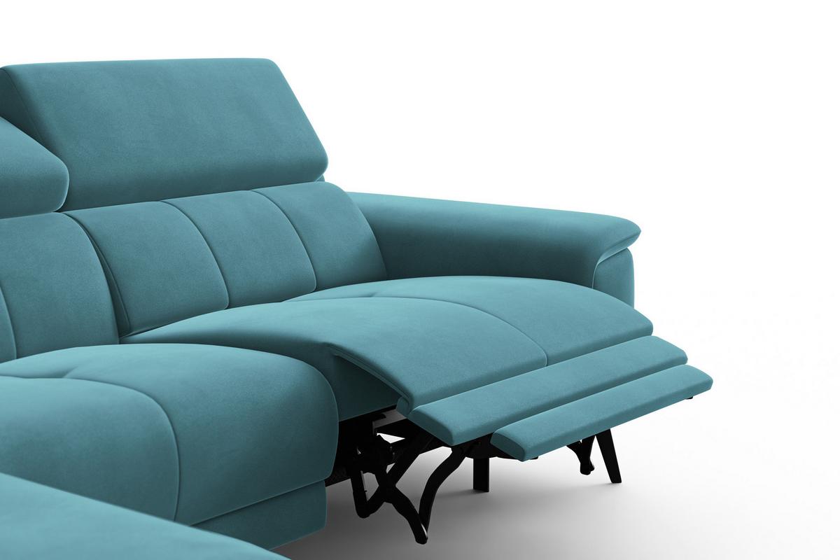 ECKSOFA FIERO 4-Sitzer LINKS, Minter Veloursstoff - Schwarz/Mintgrün, Holz/Textil (288/170cm) - Courtois Laville