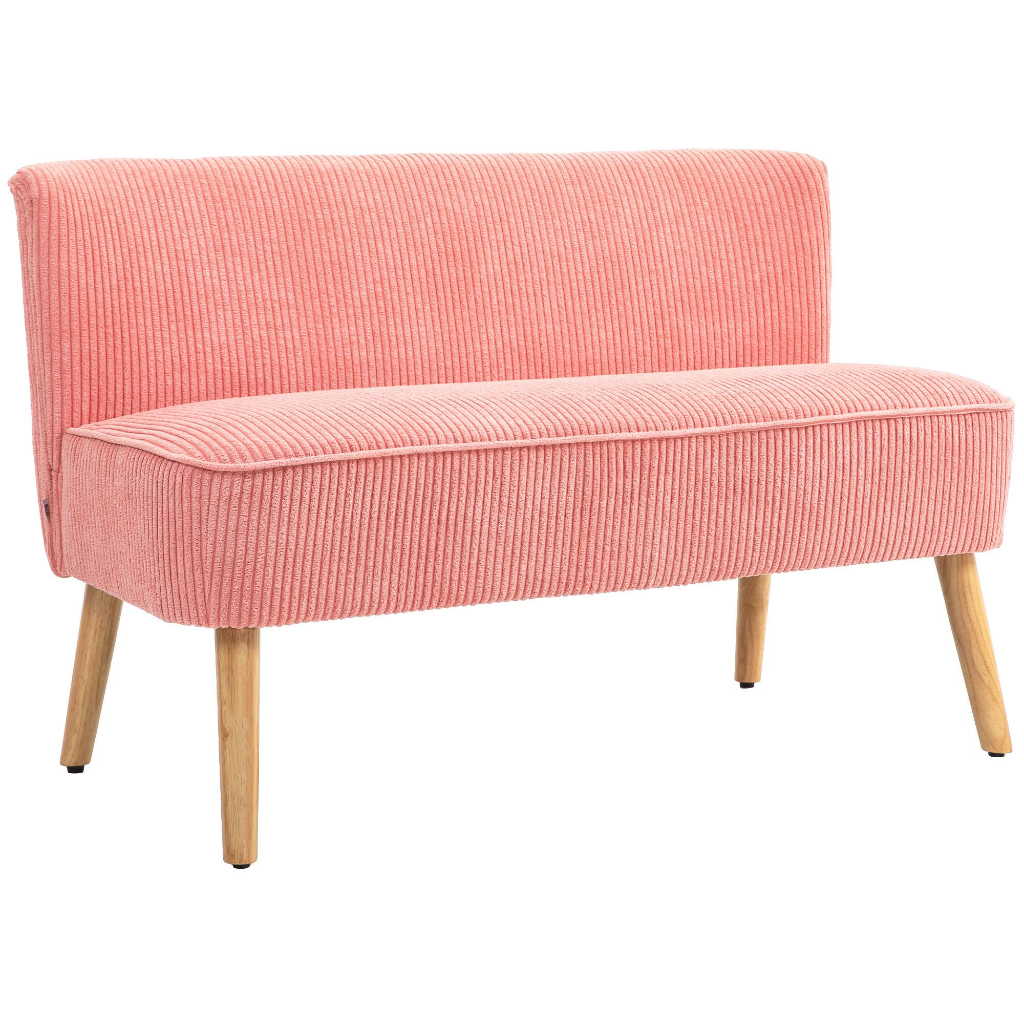 2 SITZER SOFA Polstersofa Doppelsofa Zweisitzer Sofa Cordartiges Polyester Rosa - Koralle/Rosa, Holz/Textil (56.5/77/117cm) - HOMCOM