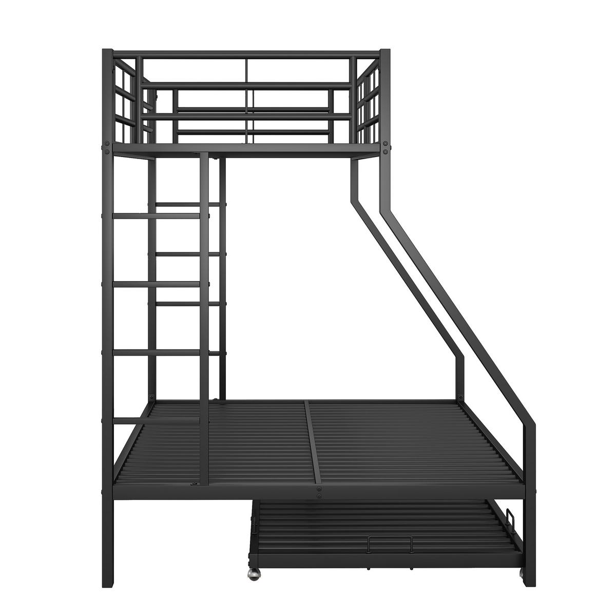 ETAGENBETT metall schwarz 90x200cm mit ausziehbett - Schwarz, Metall (90/200cm) - Urban Meuble
