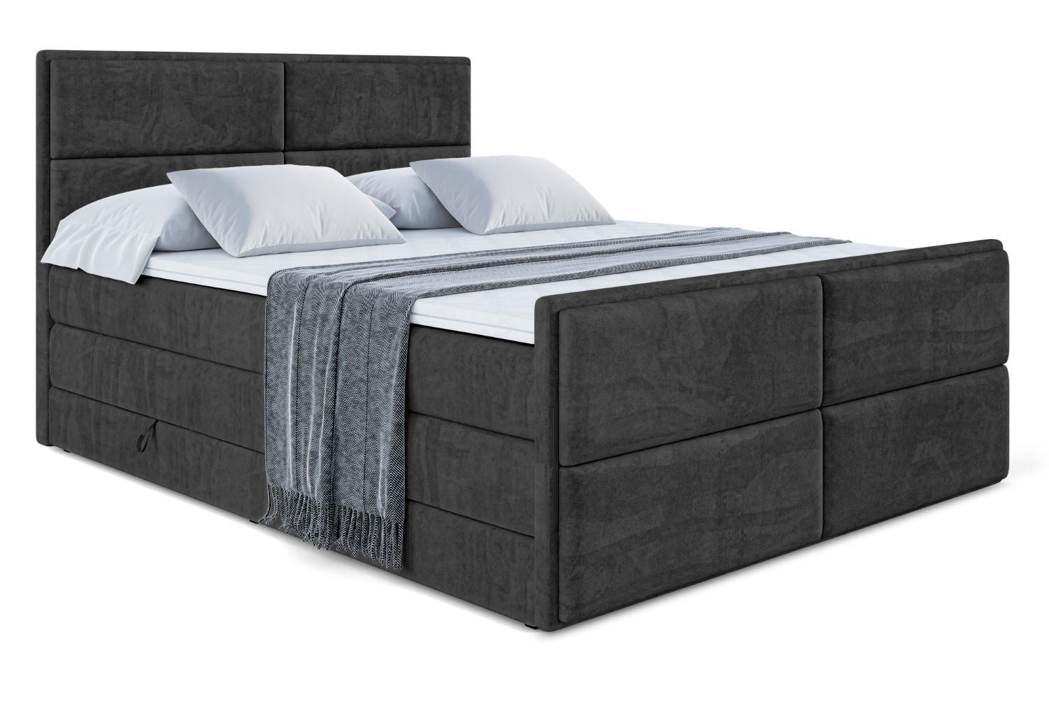 BOXSPRINGBETT AURA-Z KING - 120 x 200 - H3/H4 - Schwarz - Schwarz, Holzwerkstoff (120/200cm) - ALTDECOR