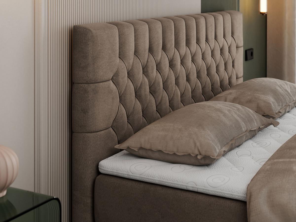 BOXBETT PERA 120/200 Braun Velvet - H4 - Braun, Holz/Textil (120/200cm) - MKS