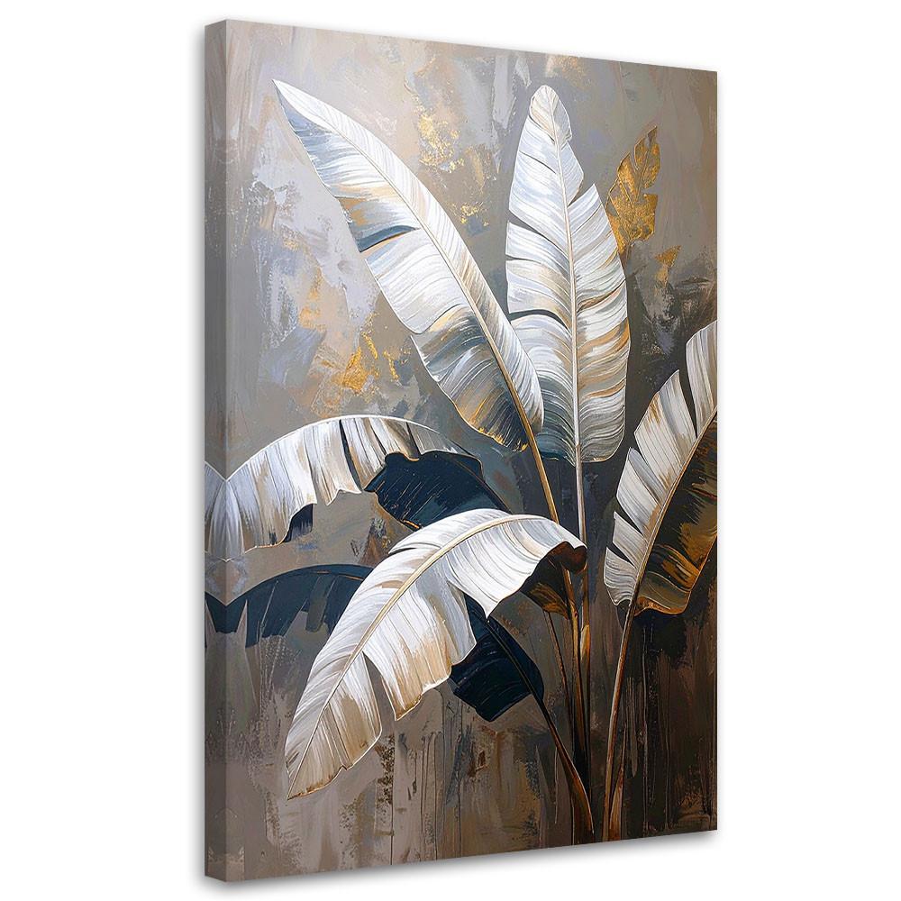 BILD auf Leinwand, Bananenblätter Natur Pflanzen weiß-beige - Weiß, Textil (30/45cm) - Feeby