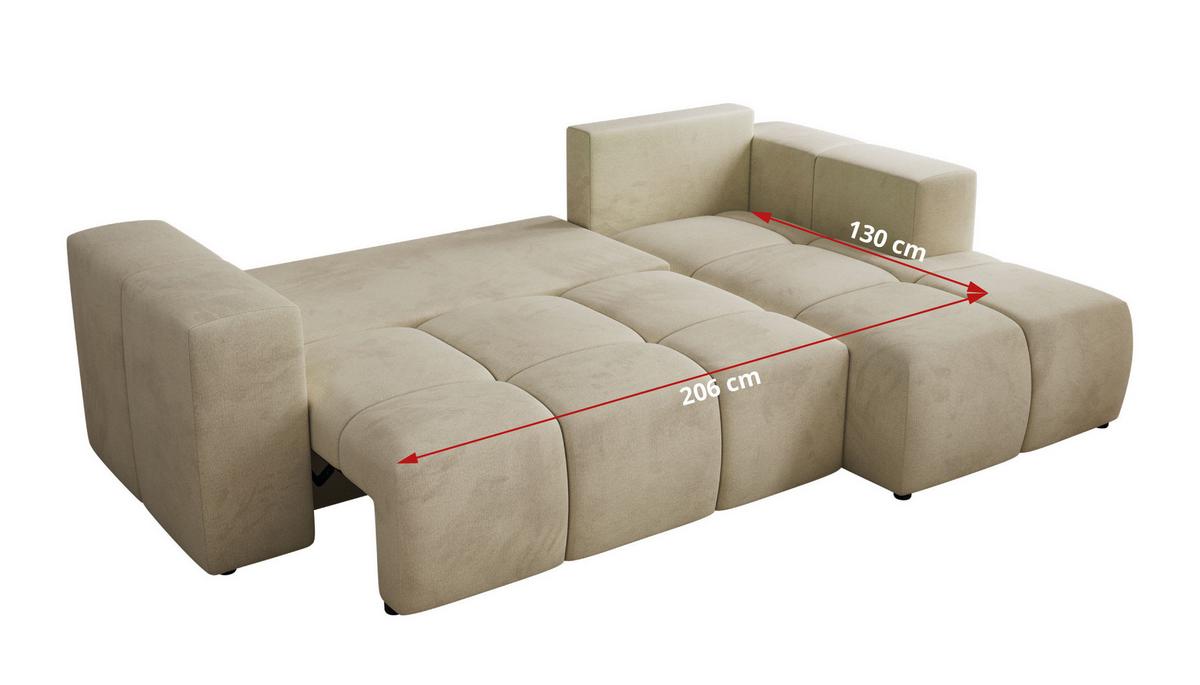ECKSOFA MONIVA Beige Velvet - Links - Beige/Schwarz, Kunststoff/Textil (164/266cm) - MKS