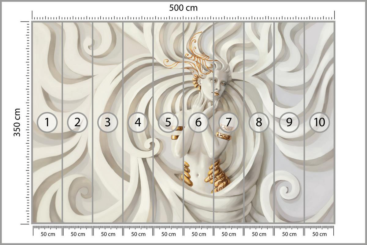 FOTOTAPETE Medusa Abstraktion 3D Effekt 500x350 - Beige, Papier (500/350cm) - Muralo