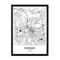 POSTER Karte Von Dortmund - Deutschland A3 Schwarzer Rahmen - Schwarz, Papier (29.7/5/42cm) - Nacnic