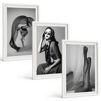 BILDER SET 3er Set - 40x60 cm Weißer Rahmen - Schwarz-Weiß-Porträts von Frauen - Weiß, Kunststoff (40/60cm) - TULUP