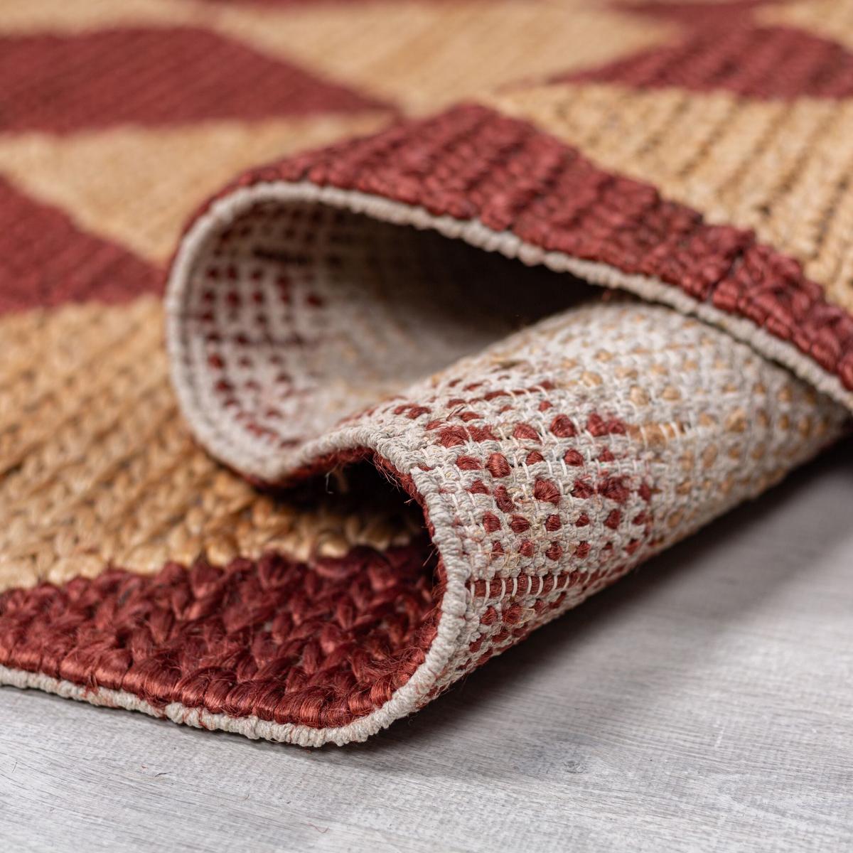 JUTETEPPICH BAIN, mit Rautenmuster, Terrakotta, 60 x 230 cm - Rot, Textil (230/60cm) - KADIMA DESIGN