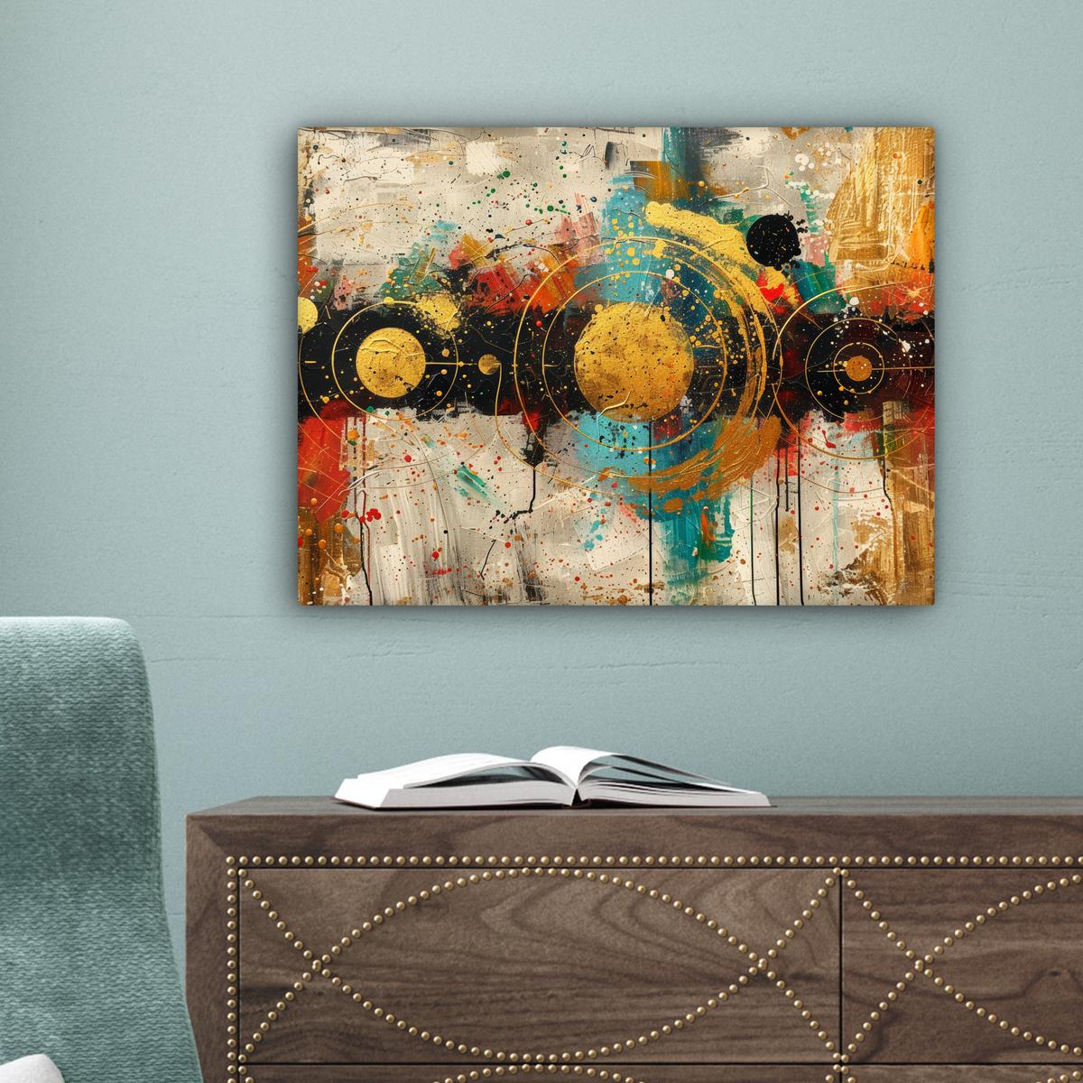LEINWANDBILD Abstrakt - Kunst - Gold - Modern Wandbild 40x30 cm - Multicolor, Textil (40/30cm) - MuchoWow