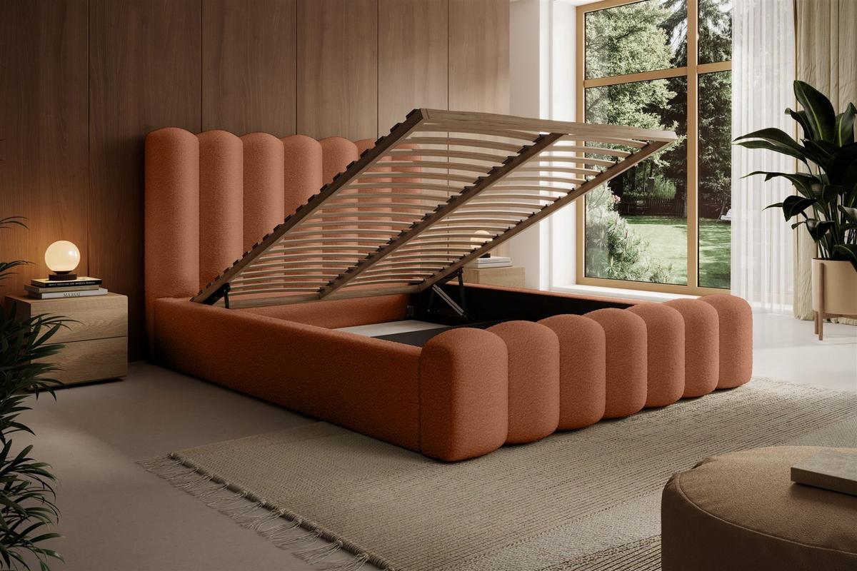 POLSTERBETT Macon In Euphoria - Rotbraun, Holzwerkstoff/Textil (160/200cm) - Fun Möbel