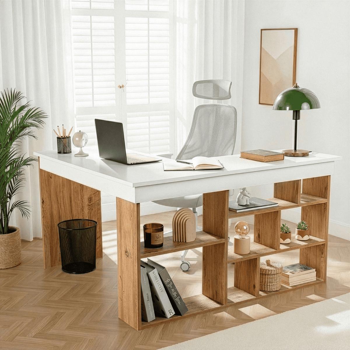 ECKSCHREIBTISCH mit stauraum - organis 130/50/72 cm - Weiß, Holzwerkstoff (58/50/72cm) - Calicosy