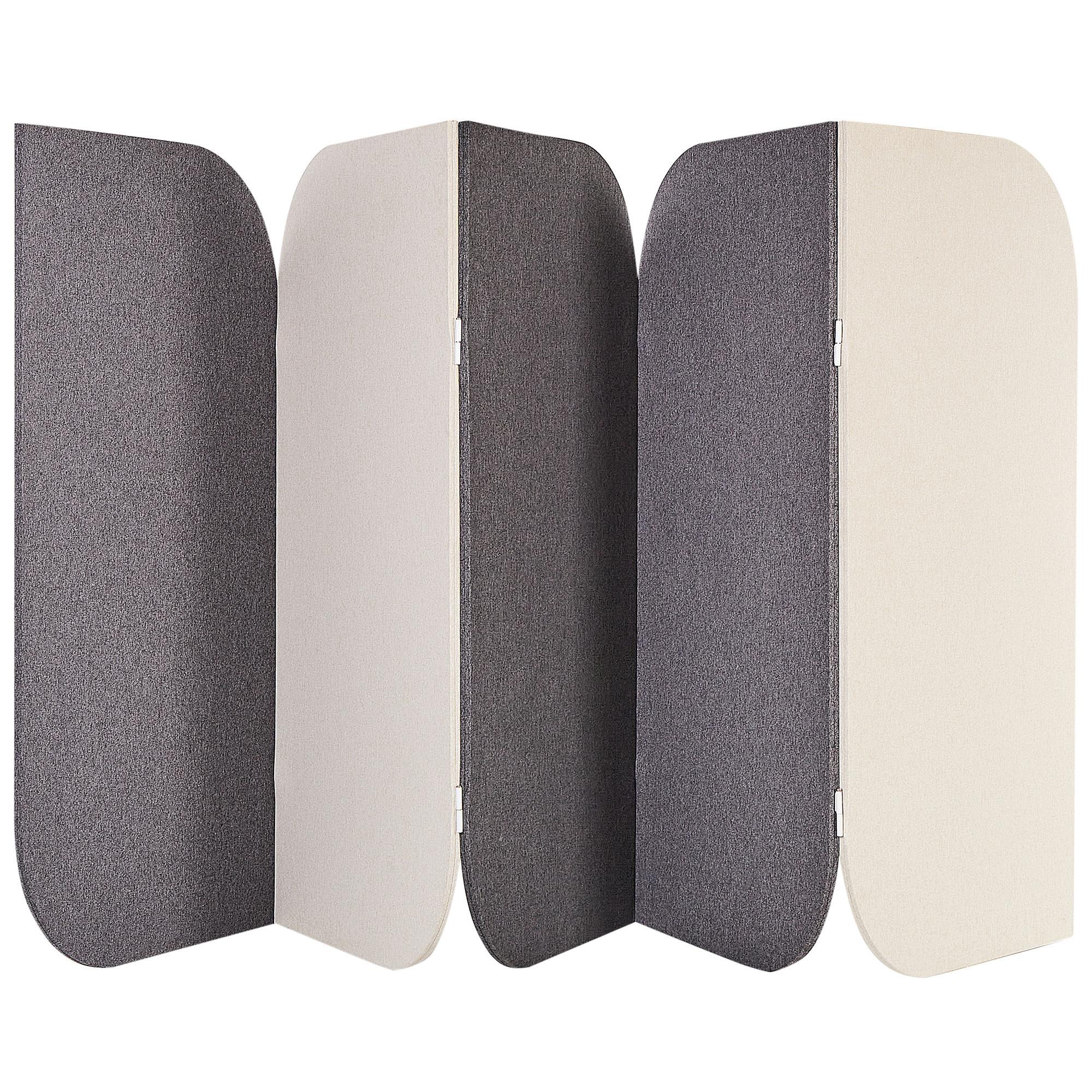 BÜRO-RAUMTEILER 400/160 cm Grau Shady - Dunkelgrau/Beige, Textil (400/160/2cm) - Beliani