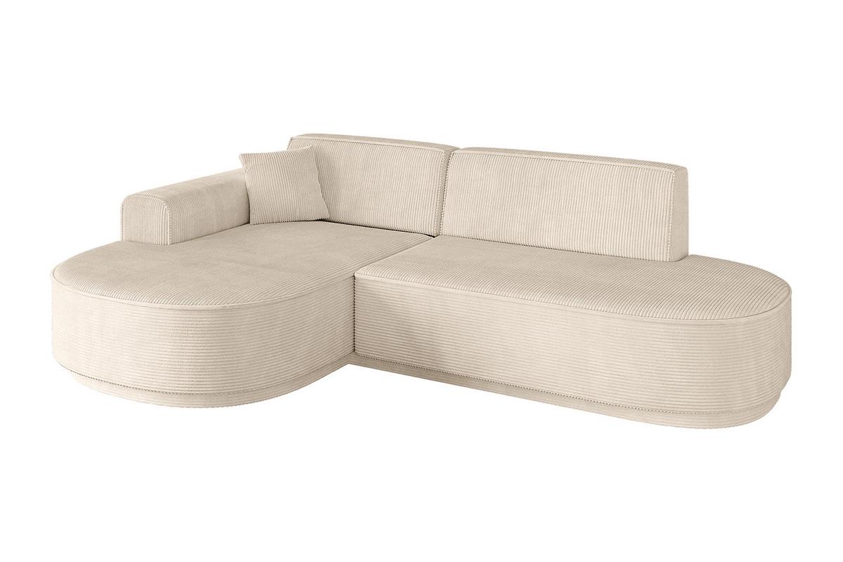 ECKSOFA Ottomane Links MARI-L1 - 243x171x79 cm Beige Cord - Beige/Schwarz, Holzwerkstoff/Kunststoff (163/234cm) - ALTDECOR