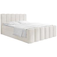 BOXBETT Serenity mit Bettkasten, Samt Creme 140x200 cm – inkl. H4 Taschenfederkern Matratze & Foam Topper - Beige/Creme, Holz/Holzwerkstoff (140/200cm) - WFL GROUP