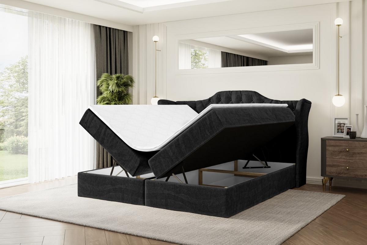BOXBETT mit Matratze H4 und Lattenrost - VILA - 140x200 cm - H4 - Schwarz - Schwarz, Holzwerkstoff (140/200cm) - ALTDECOR