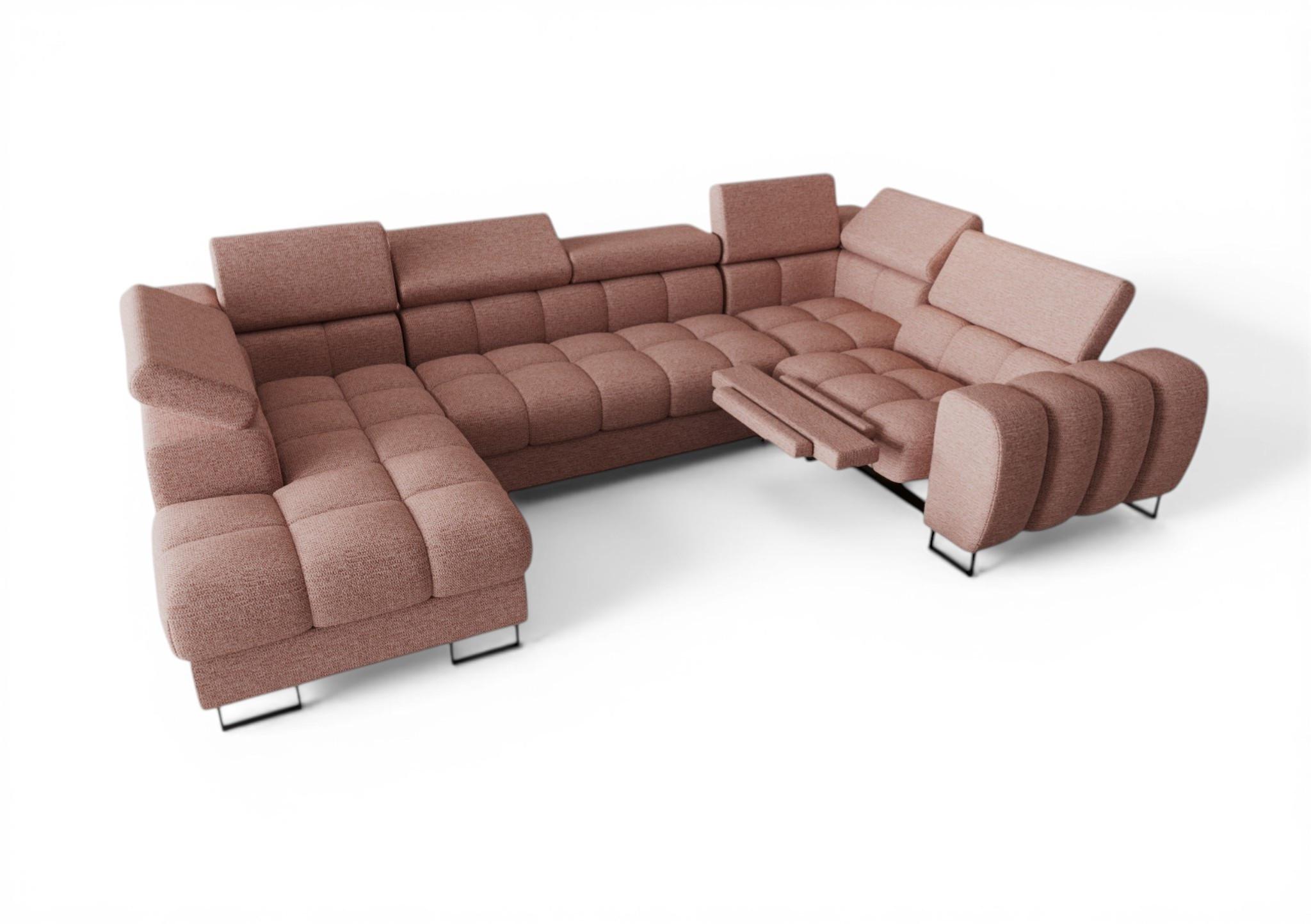 WOHNLANDSCHAFT Bastien Relax - Rosa, Holzwerkstoff/Textil (198/95/350cm) - Fun Möbel