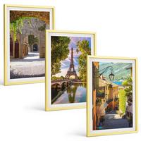BILDER SET 3er Set - 40x60 cm Goldrahmen - Straßen der Eiffel-Architektur - Goldfarben, Kunststoff (40/60cm) - TULUP