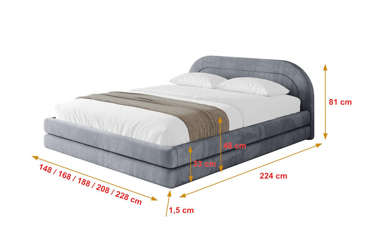 POLSTERBETT mit Bettkasten und Lattenrost, Bett mit Matratze H3/H4 - LERIS-v1 180x200 Grau - Grau, Holzwerkstoff/Textil (180/200cm) - ALTDECOR