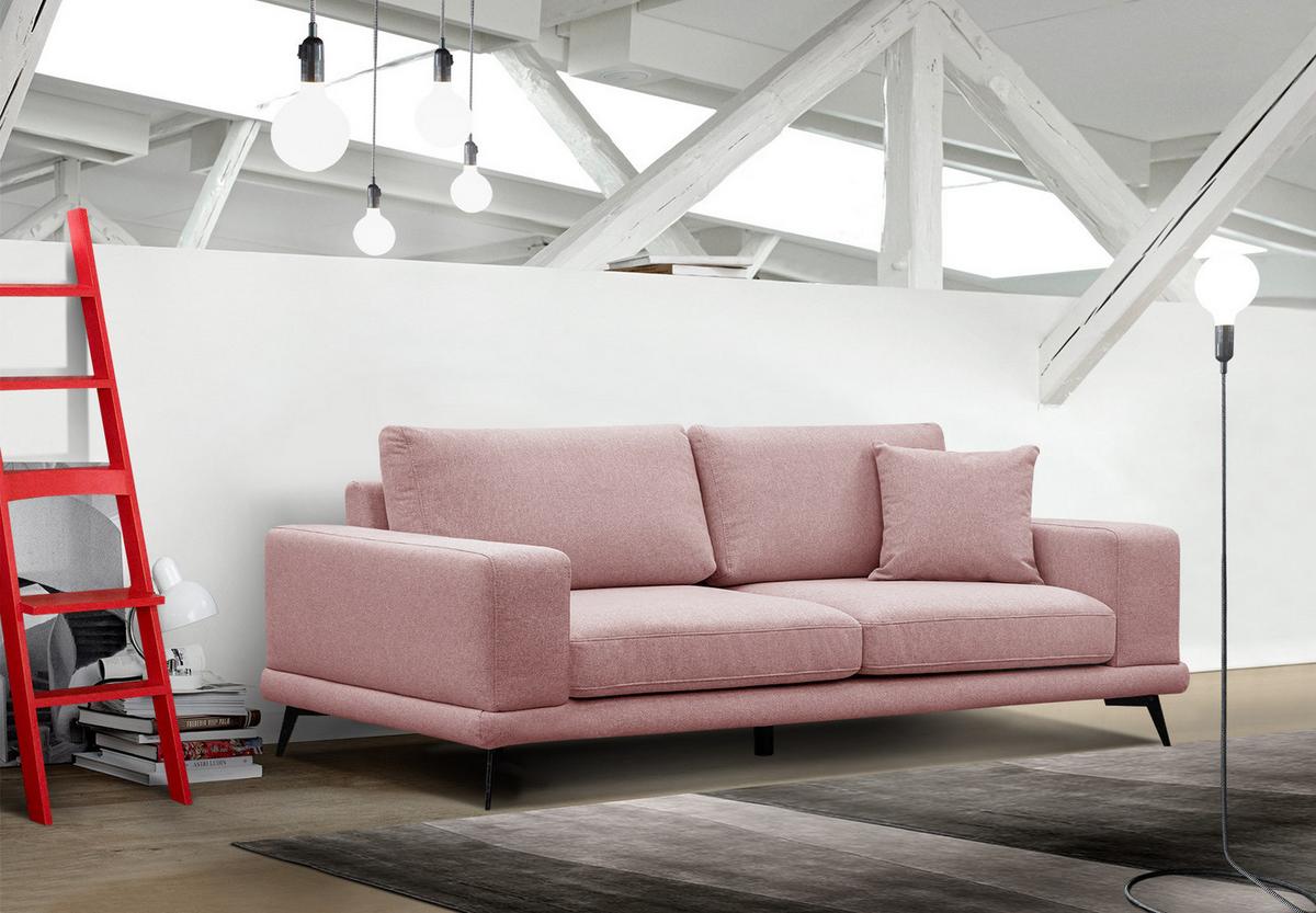 SOFA MEDIOLANE 3-Sitzer, hellrot - Hellrot, Holzwerkstoff/Textil (233/87/96cm) - Wozimo