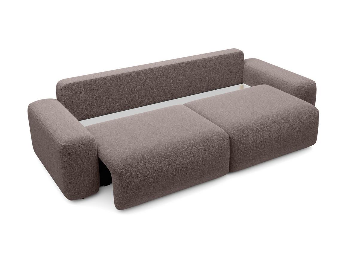BETTSOFA RUOTA Braun Bucle-Stoff mit Schlaffunktion - Braun, Textil (105/87/257cm) - MASSENO