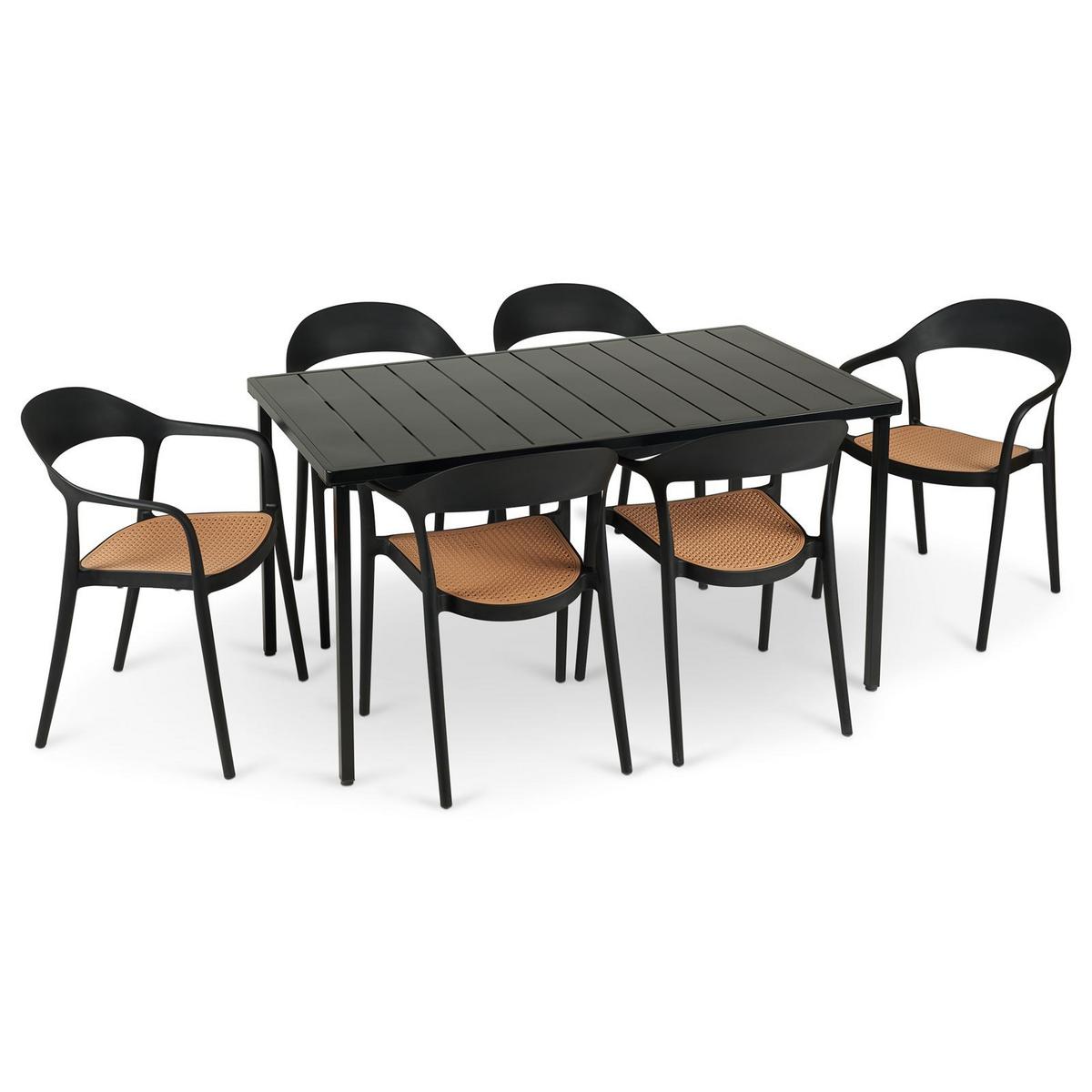 GARTENMÖBEL SET LAVANDA 7er Set schwarz - Schwarz, Metall - IDIMEX
