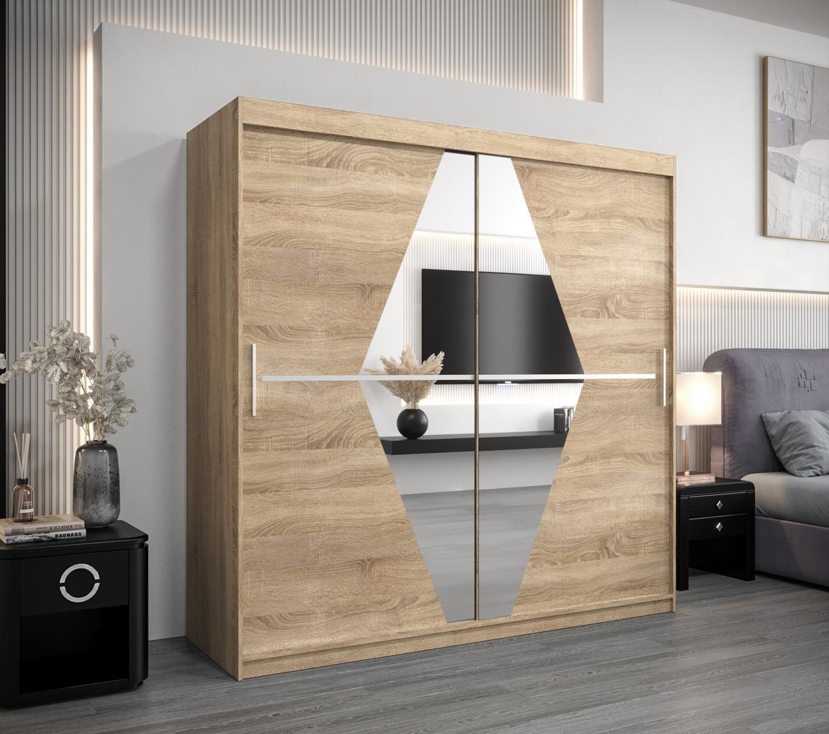 SCHWEBETÜRENSCHRANK 200/200/62 2-türig - Silberfarben/Sonoma Eiche, Holz/Kunststoff (200/200/62cm) - MÖBEL KRYSPOL