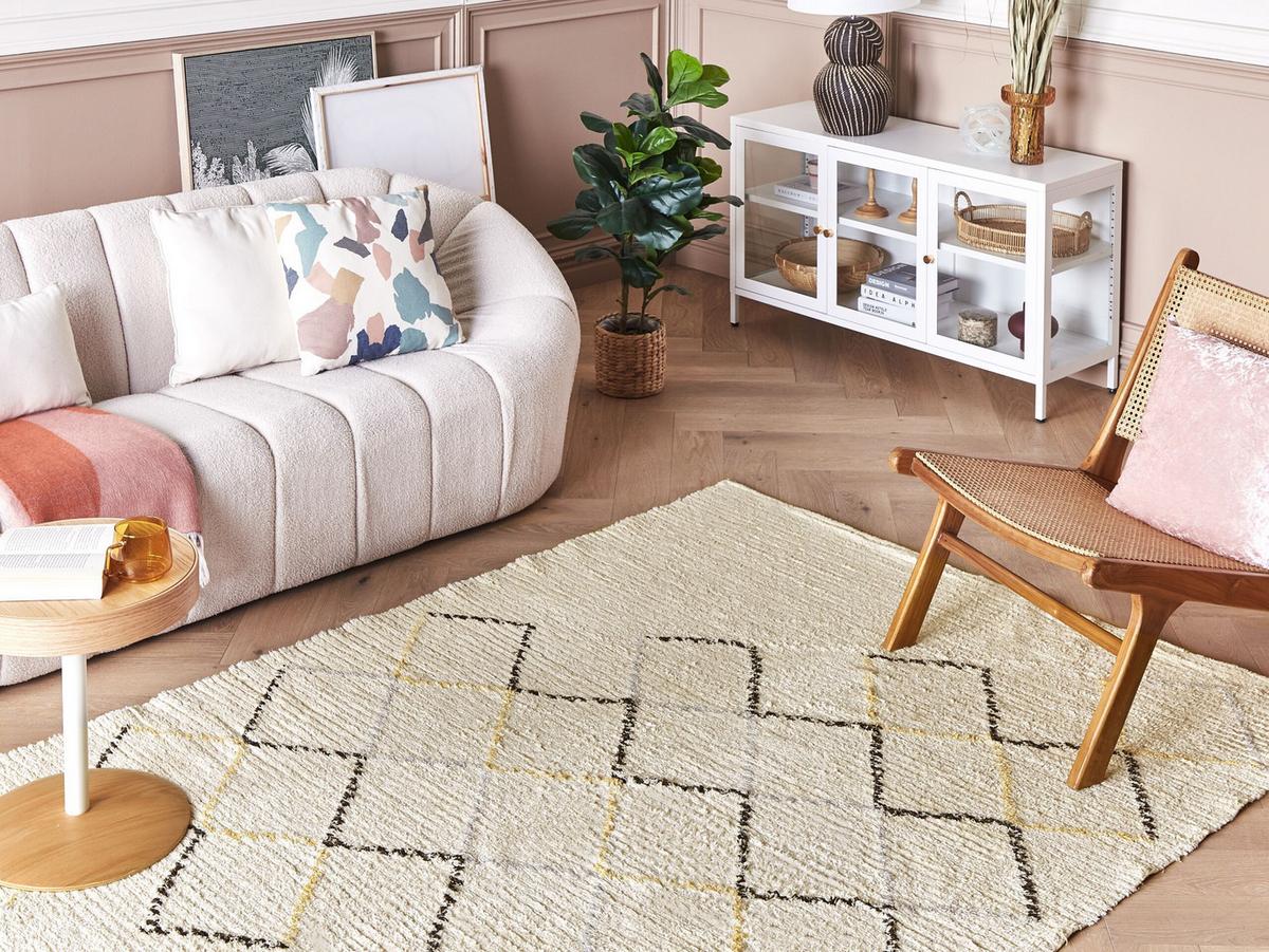 KURZFLOR-TEPPICH Tezpur 200/140 cm - Beige, Textil (140/200cm) - Beliani