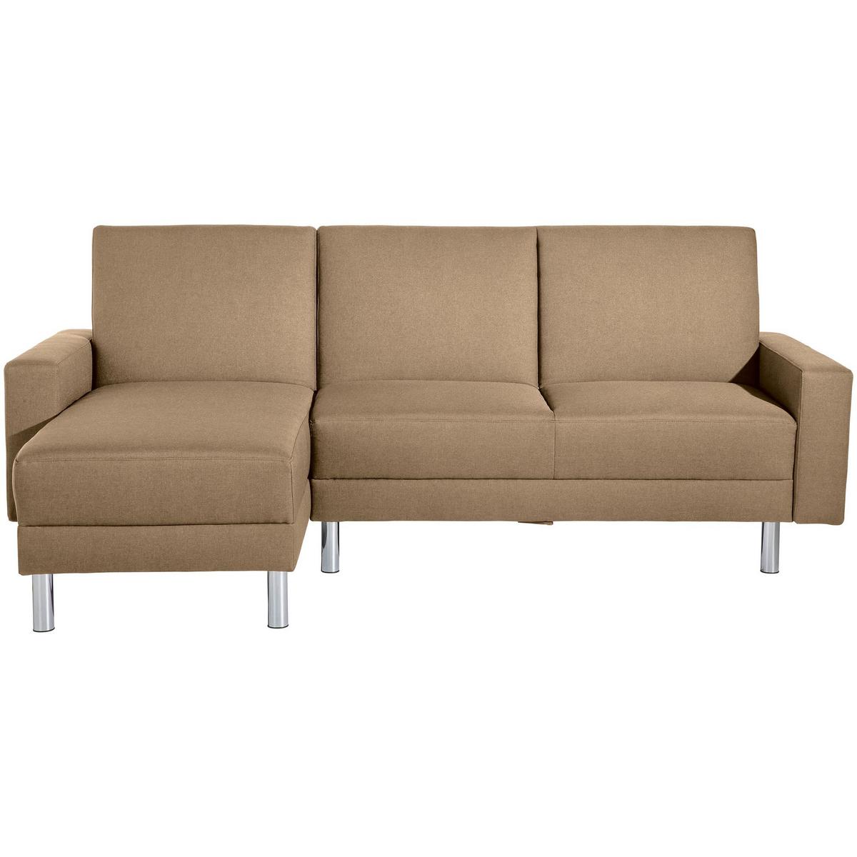 FUNKTIONSSOFA mit Hocker Katryna Flachgewebe sand - Sandfarben, Kunststoff (144/92/230cm) - 58aufmkessel
