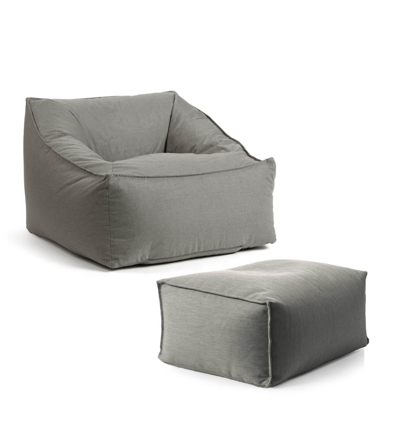 OUTDOOR SITZSACK Der Sunnyboy mit Hocker - Dunkelgrau, Textil (80/60/83cm) - Mokebo