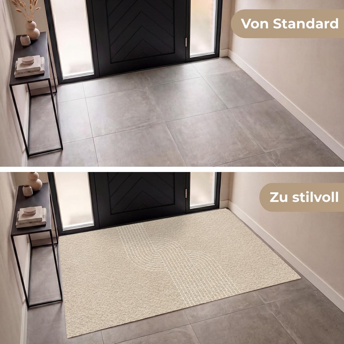 FUSSMATTE Parallele Linien - Leichte Textur - Beige Türmatte 180x120 cm - Beige, Kunststoff (180/0.4cm) - MuchoWow