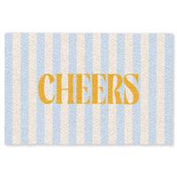 FUSSMATTE Orange – Blau – Streifen – Cheers 60x40 cm - Hellblau, Kunststoff (60/0.4cm) - MuchoWow