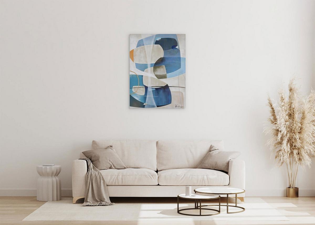 ACRYLBILD HANDGEMALT 75/100 cm - Blau/Grau, Holz/Textil (75/100cm) - KUNSTLOFT