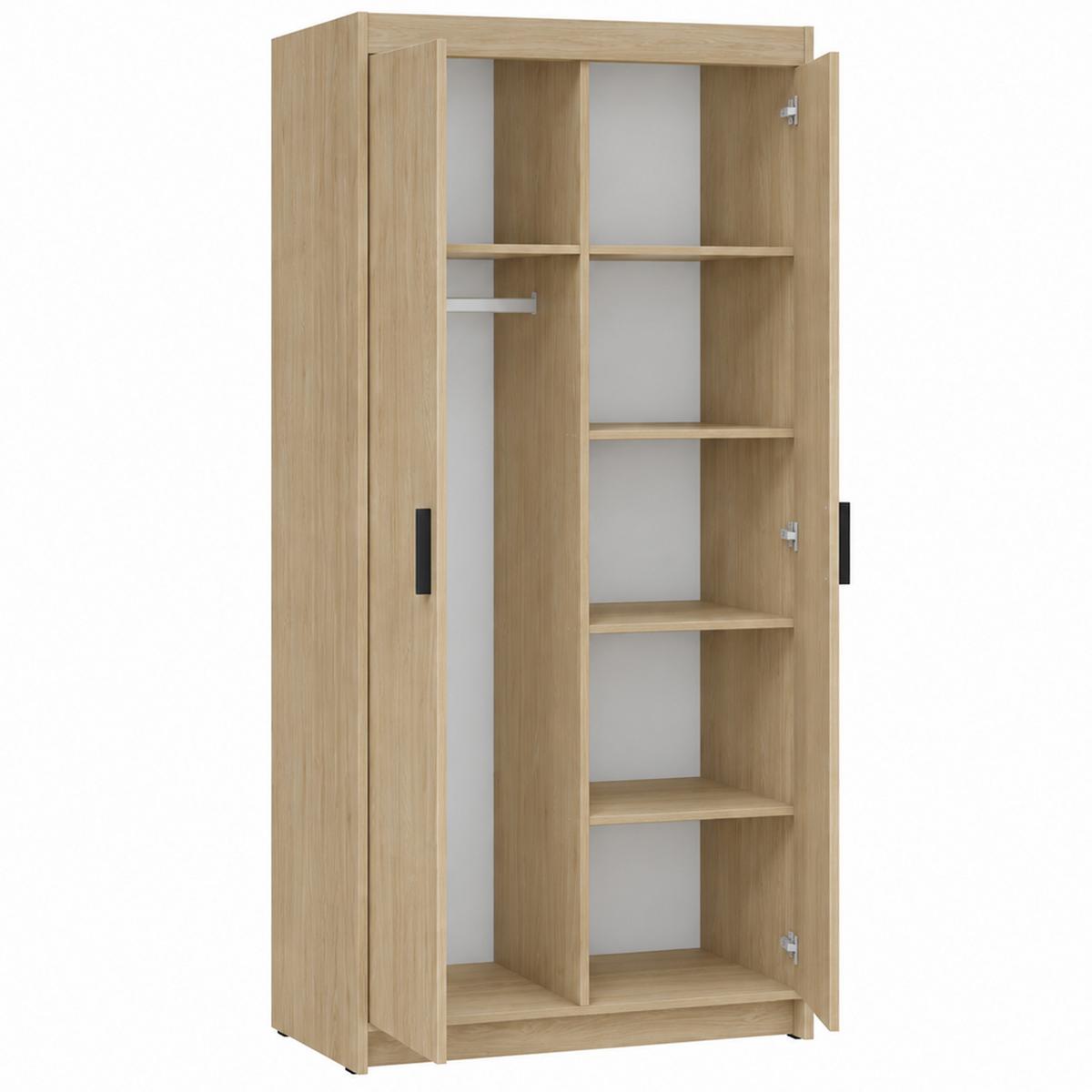 DREHTÜRENSCHRANK Elena mit 2 Türen, ohne Spiegel, Eiche Geölt - Eichefarben, Holzwerkstoff (90/190/53cm) - Beautysofa