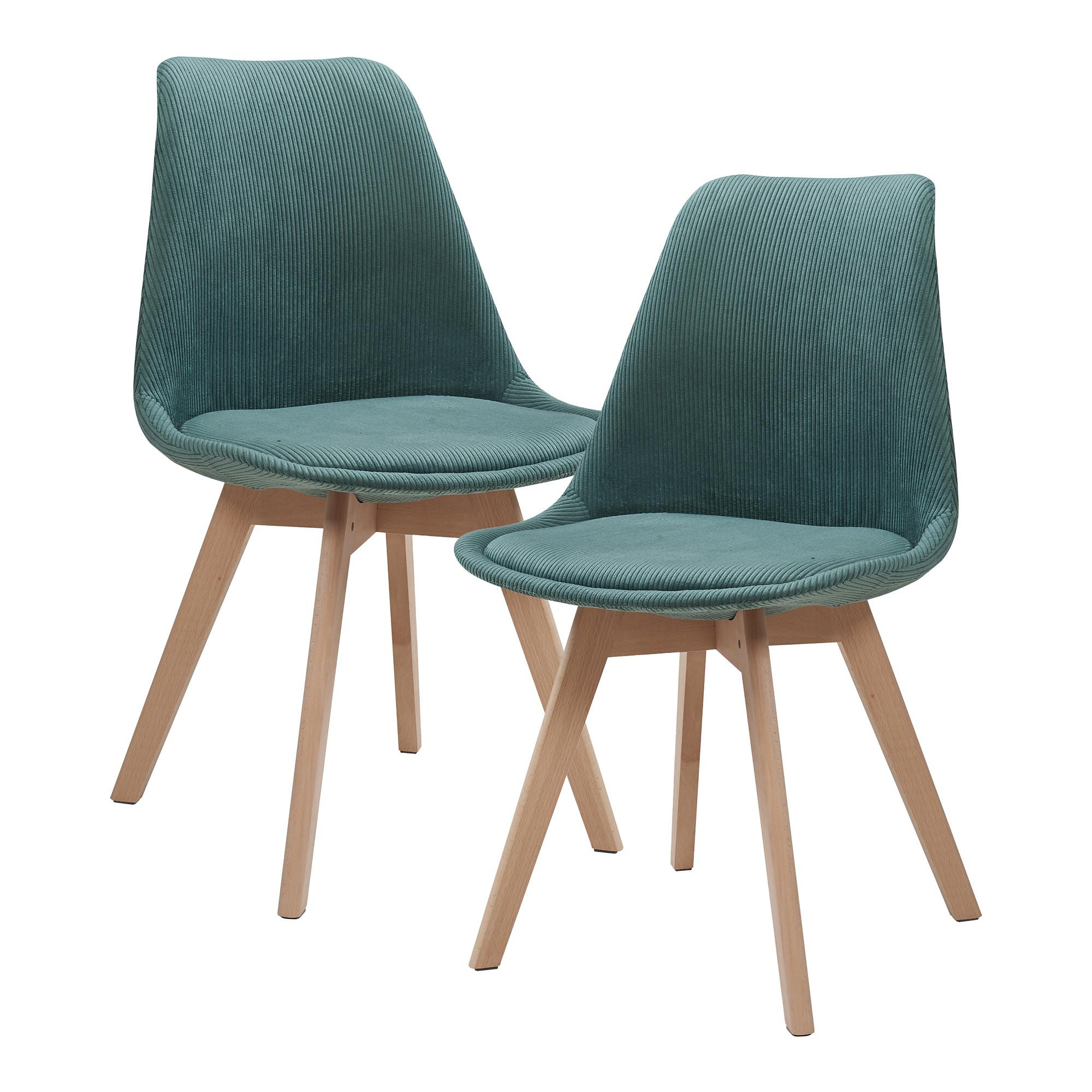ESSZIMMERSTUHL-SET 2 TLG. Fläten - Dunkelgrün/Naturfarben, Holz/Kunststoff (49/82/54cm) - [en.casa]
