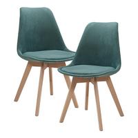 ESSZIMMERSTUHL-SET 2 TLG. Fläten - Dunkelgrün/Naturfarben, Holz/Kunststoff (49/82/54cm) - [en.casa]