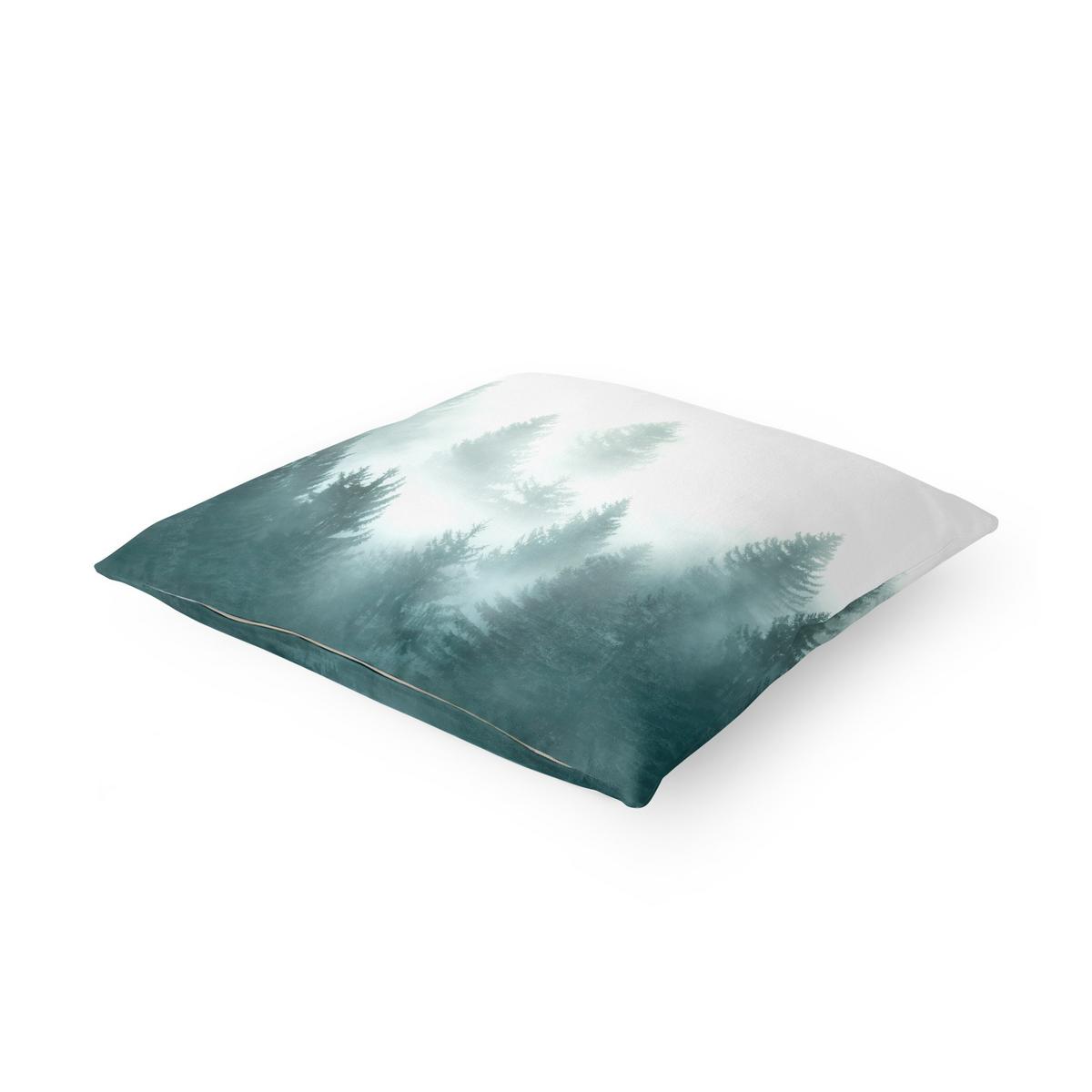 DEKOKISSEN Nadelwald im Nebel 50/50 cm - Beige, Textil (50/50/10cm) - Bilderwelten