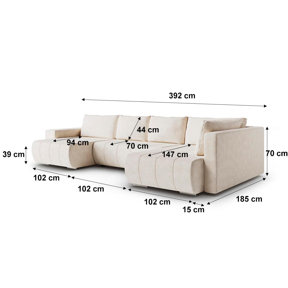 PANORAMASOFA Sergio 5 Sitzplätze Beige - Beige, Holz (392/82/185cm) - Petits-meubles