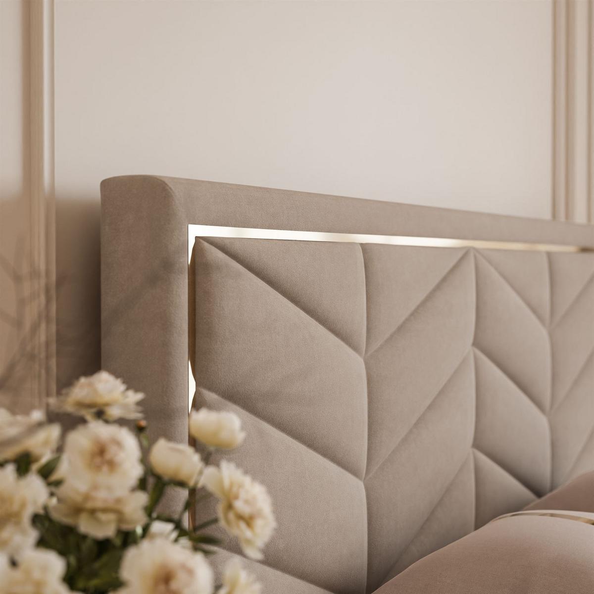 POLSTERBETT AURORA 120x200 mit Bettkasten Boston Trufa - Beige, Textil (120/200cm) - Lookway