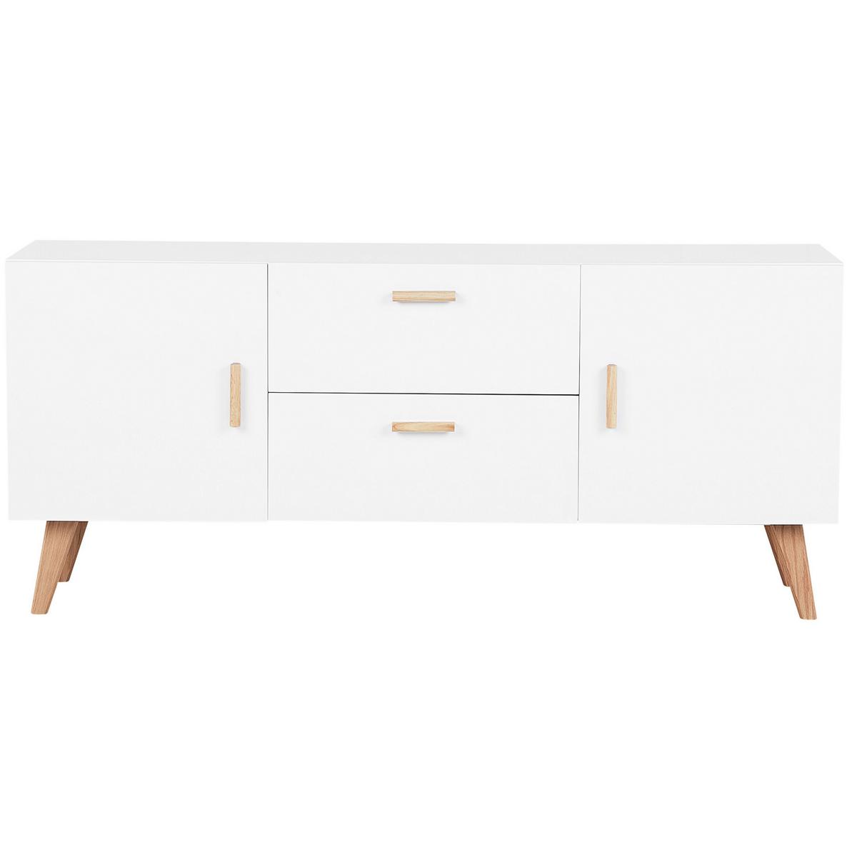 SIDEBOARD mit 2 Türen Weiß Meet - Weiß, Holzwerkstoff (160/70/42cm) - Beliani