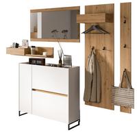 GARDEROBE-SET weiß und Artisan Eiche, Garderobe 5-teilig, 236 x 192 cm, Soft-Close, Borga - Schwarz/Weiß, Holzwerkstoff/Metall (236/192/32cm) - Inn.Furn