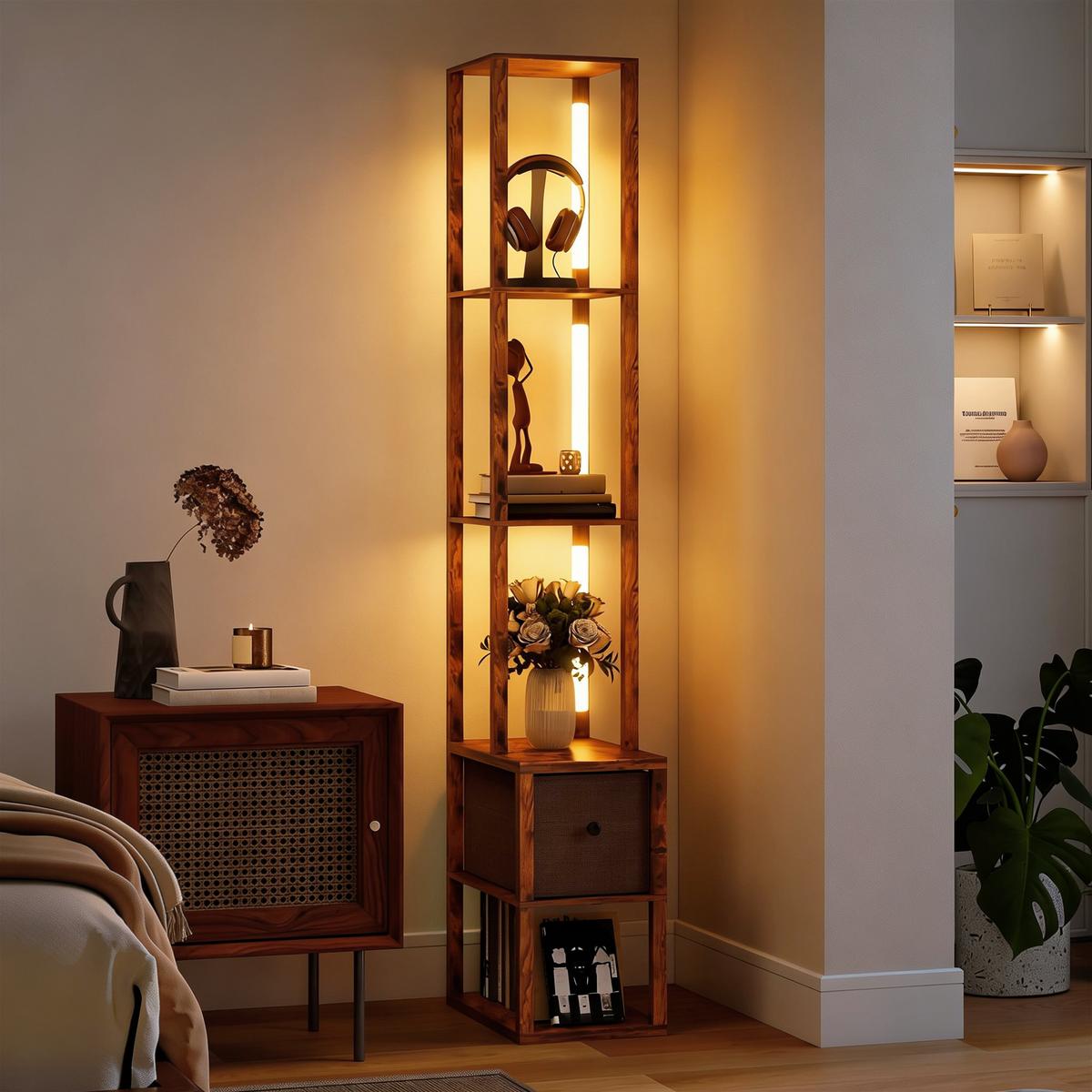 STEHLAMPE MDF Rustikal-Braun - Braun, Holzwerkstoff (43.5/26.5/169cm) - HOMCOM