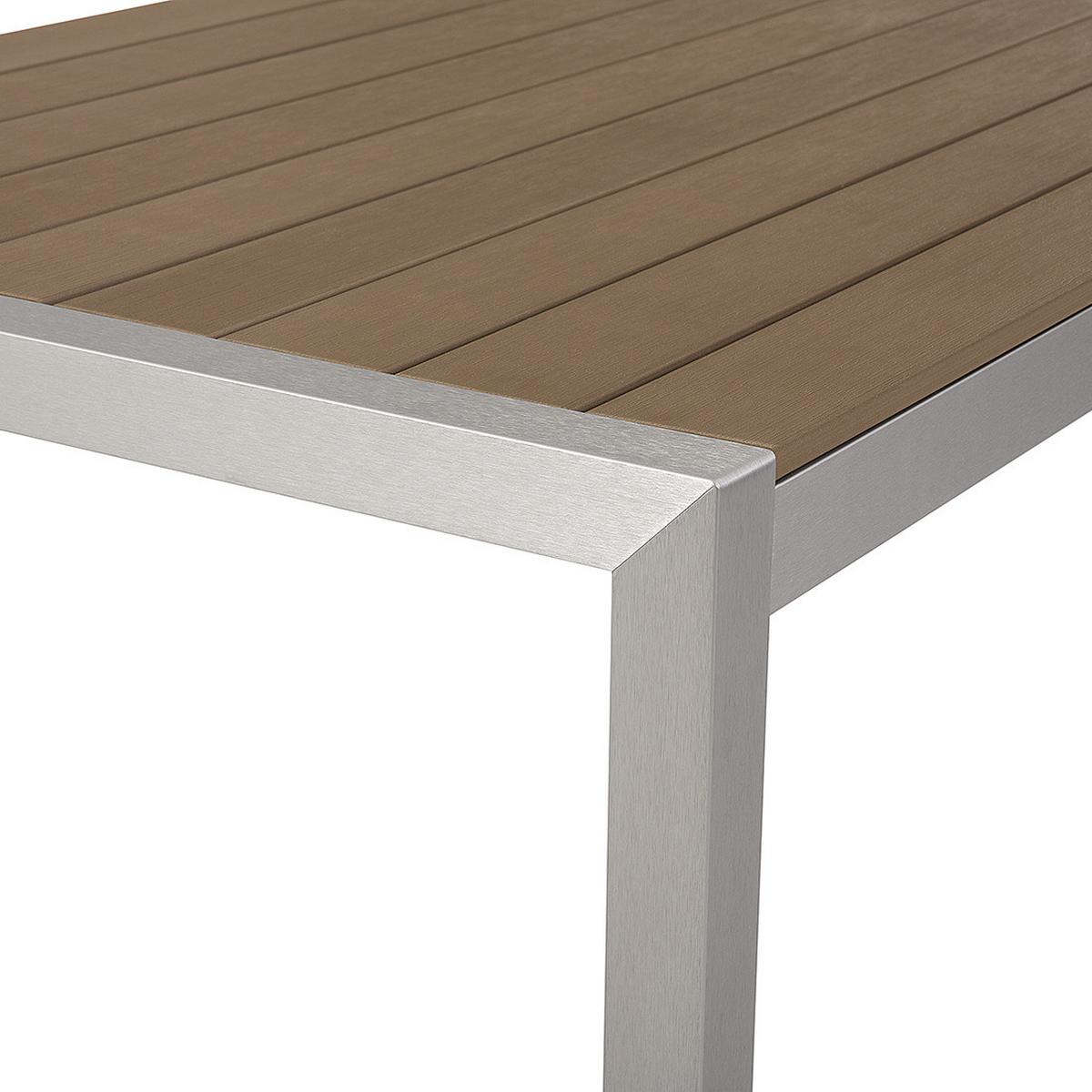GARTENMÖBEL-SET 6-Sitzer Aluminium Kunstholz braun Vernio - Hellbraun/Silberfarben, Kunststoff - Beliani