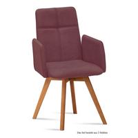 ARMLEHNSTUHL (2er-Set) Dinah 52x92x60 Eiche geölt/Marsala - Eichefarben/Brombeere, Kunststoff (60/92/52cm) - 58aufmkessel