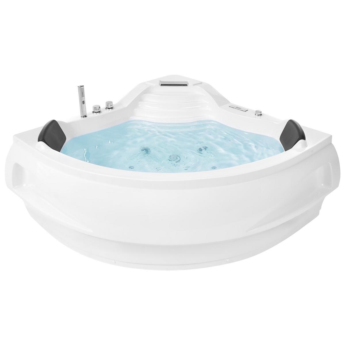WHIRLPOOL-BADEWANNE mit LED 145x210x67 cm weiß Monaco V3 - Weiß, Kunststoff (145/67/210cm) - Beliani