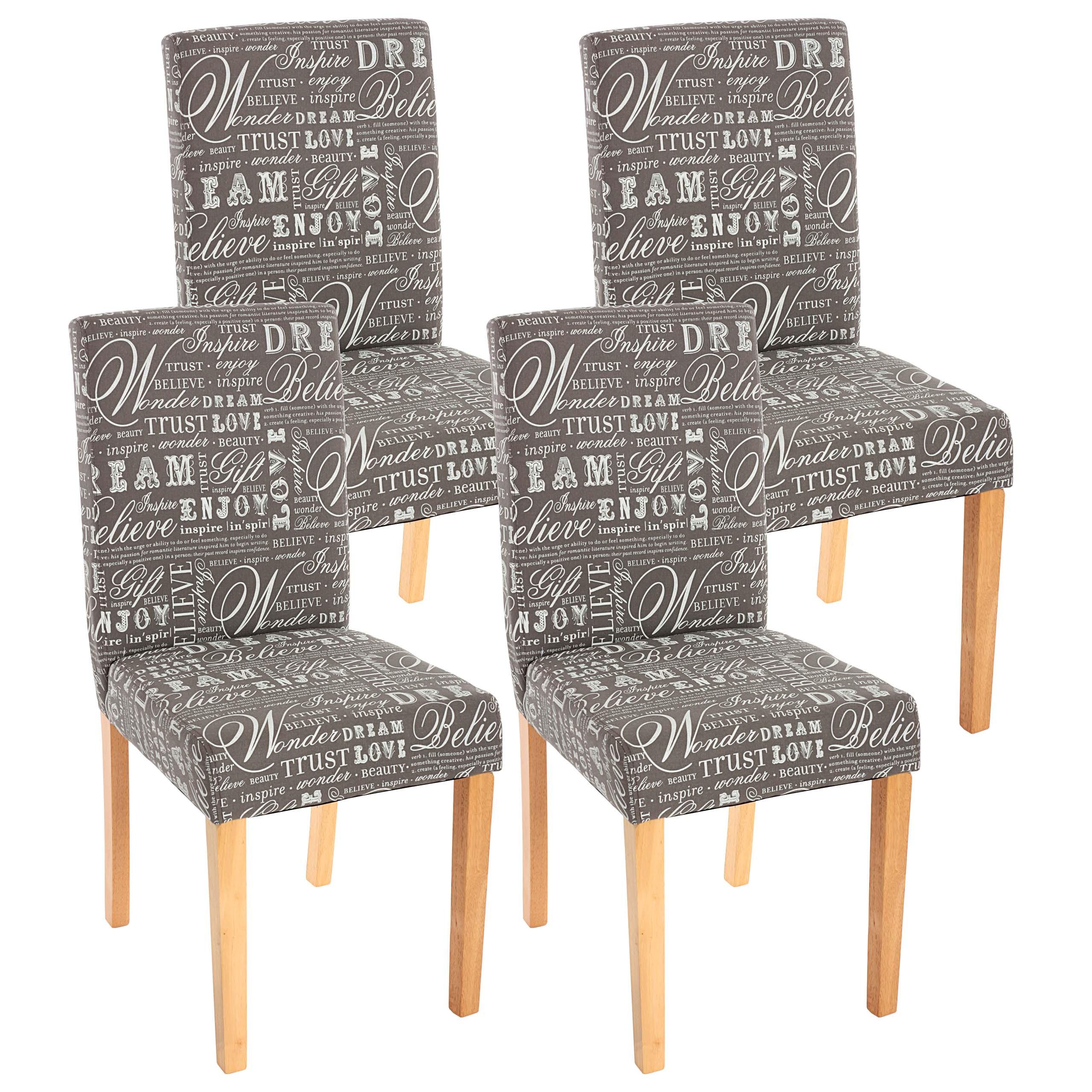ESSZIMMERSTUHL SCHRIFT Grau, Weiß, Braun 4er-Set - Weiß/Braun, Textil (43/90/56cm) - MCW
