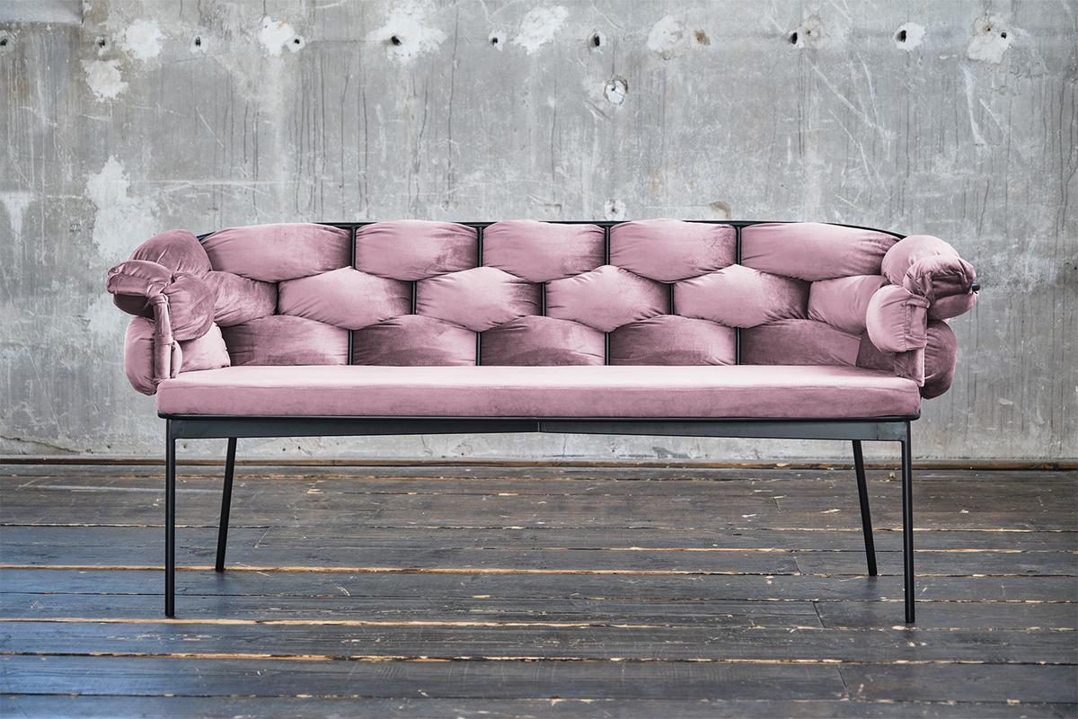 SITZBANK MONTY Pink Velvet - Rosa, Textil (240/78/62cm) - KAWOLA