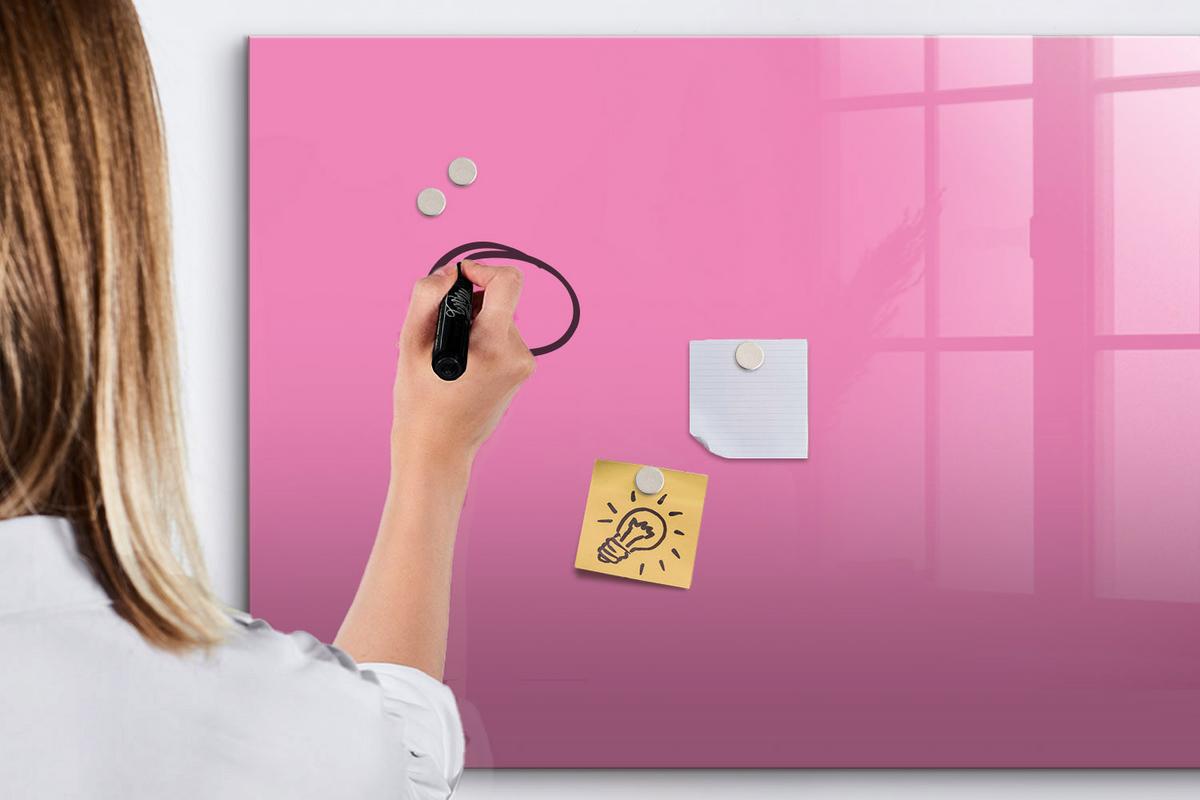 MAGNETTAFEL 100x70 Rosa schwarzer Marker - Pink, Glas (100/0.4/70cm) - TULUP