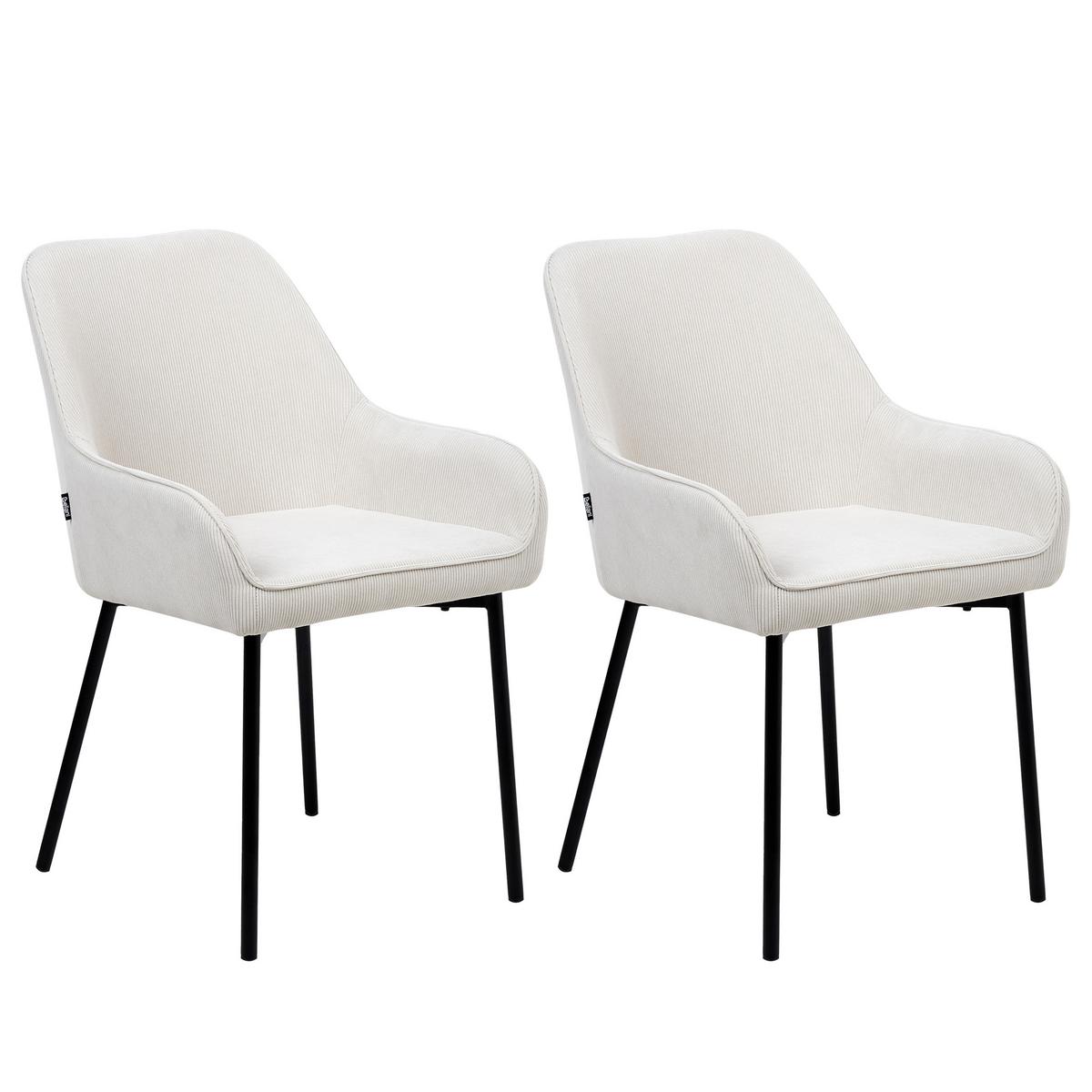 ESSZIMMERSTUHL 2er-Set Cremeweiß Loverna - Schwarz/Weiß, Textil (54/87/63cm) - Beliani