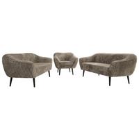 SITZGARNITUR PIRS 3+3+1 - Hellbraun Cord - Schwarze Beine - Hellbraun/Schwarz, Holzwerkstoff/Textil (180/75/74cm) - MKS