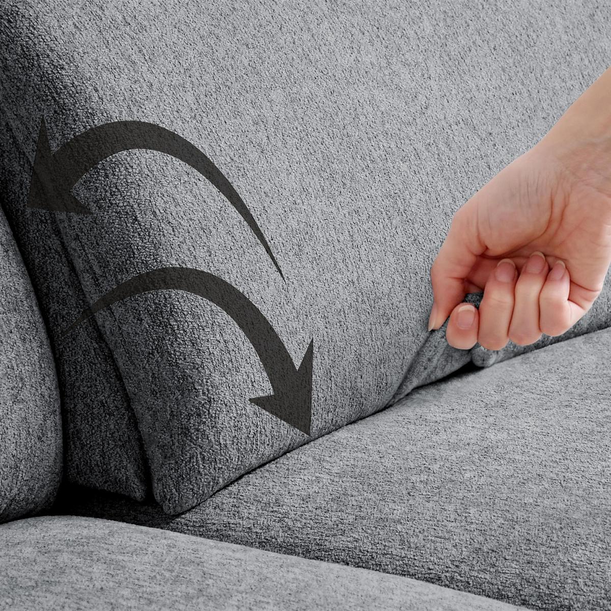 ECKSCHLAFSOFA Sora Mini mit verstellbaren Kopfstützen und Schlaffunktion, Chenille-Stoff, Grau, Links - Schwarz/Grau, Textil (285/190cm) - Beautysofa