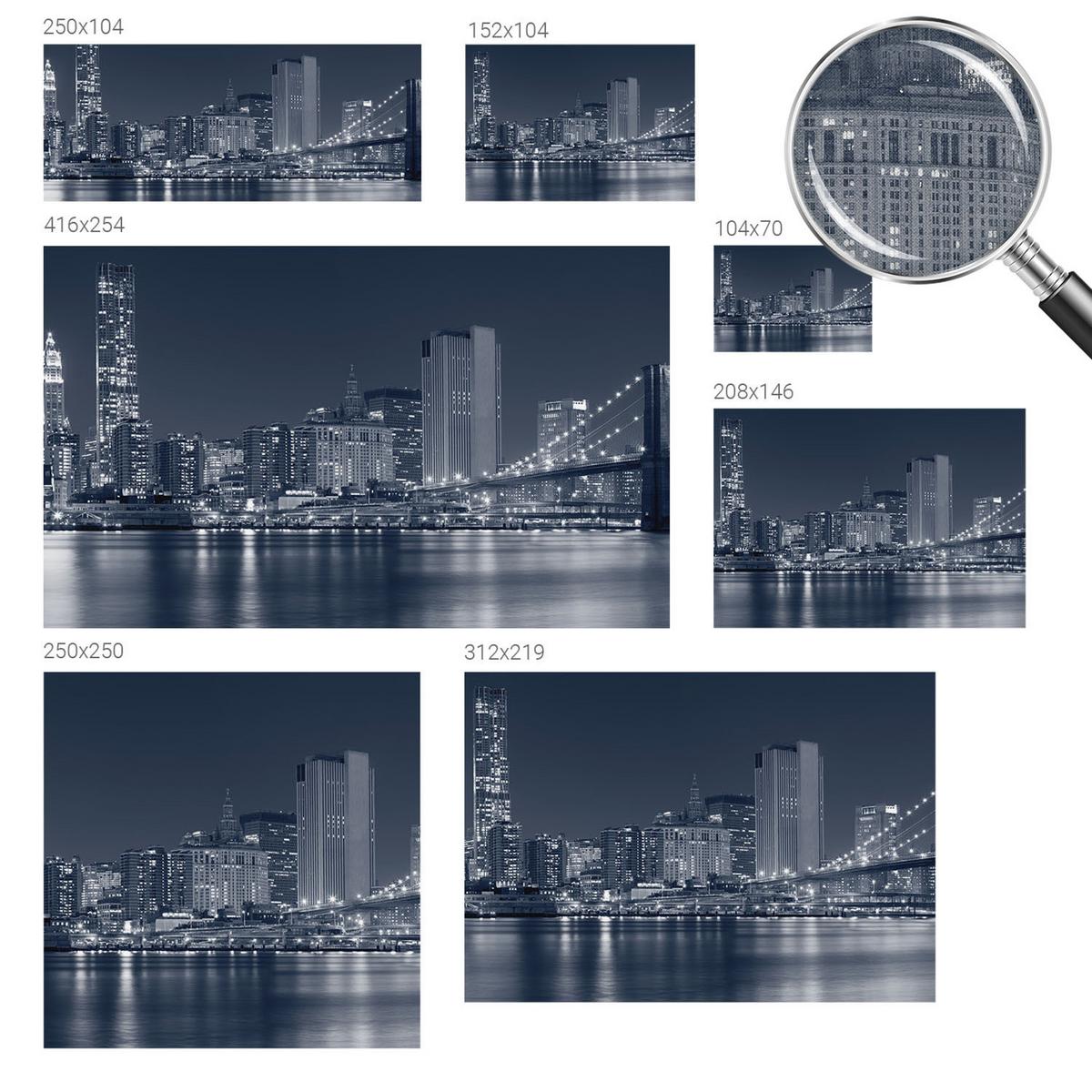 FOTOTAPETE 152x104 cm - Nachtstadt - Schwarz, Textil (152/104cm) - Wallfluent